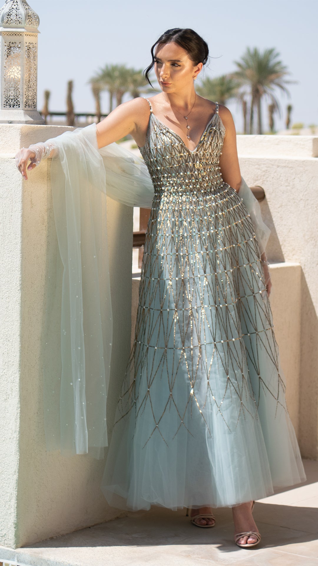 Light Blue pearl dress Hanayen Couture Light Blue pearl dress Hanayen Couture