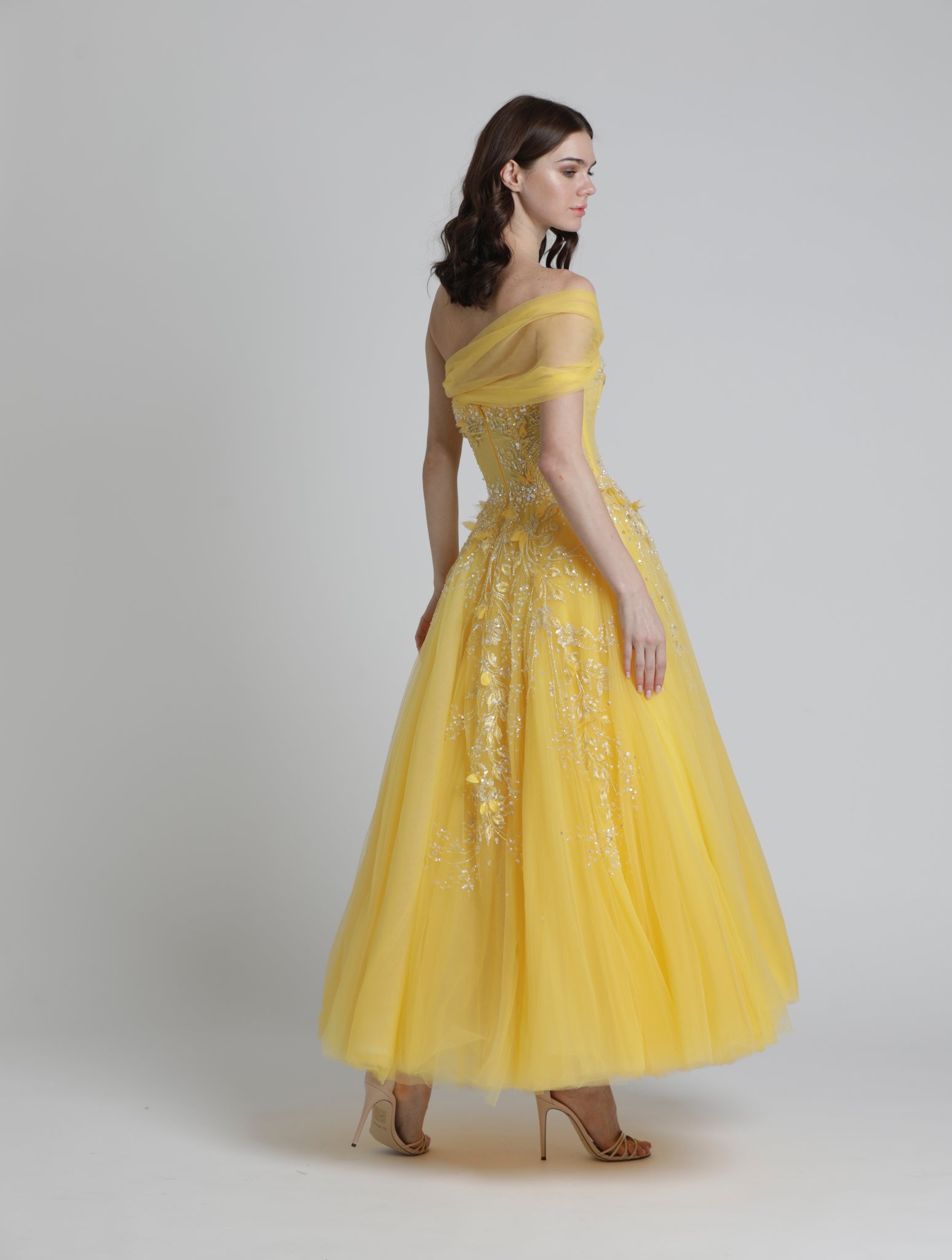 Yellow Tulle embroidered Dress Hanayen Couture Yellow Tulle embroidered Dress Hanayen Couture