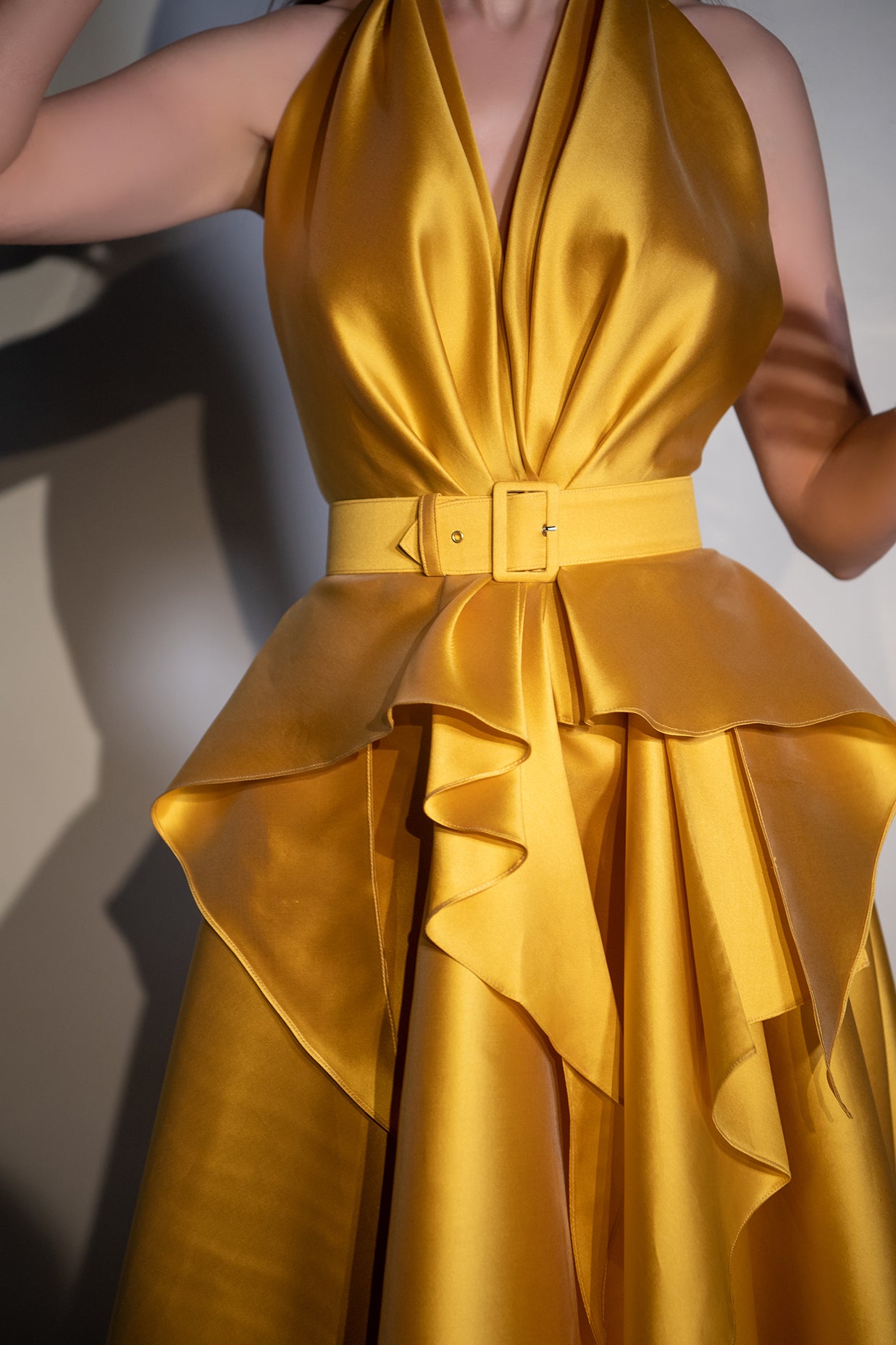 Yellow sales taffeta dress